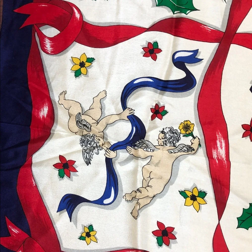 VINTAGE Christmas scarf  100% SILK
